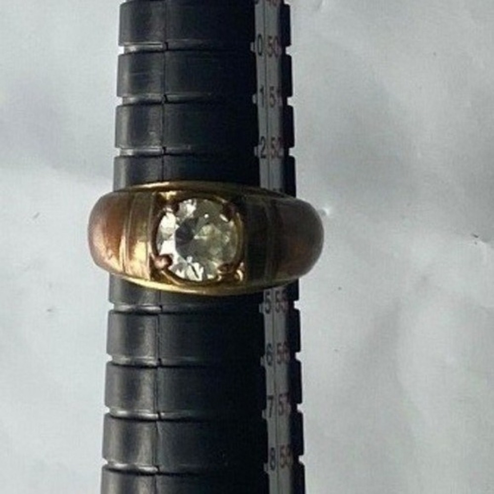 gold tone Solitaire Ring Womens Size 7